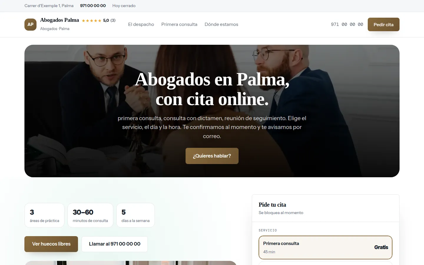 Web de ejemplo hecha con Toda Profesión para abogados