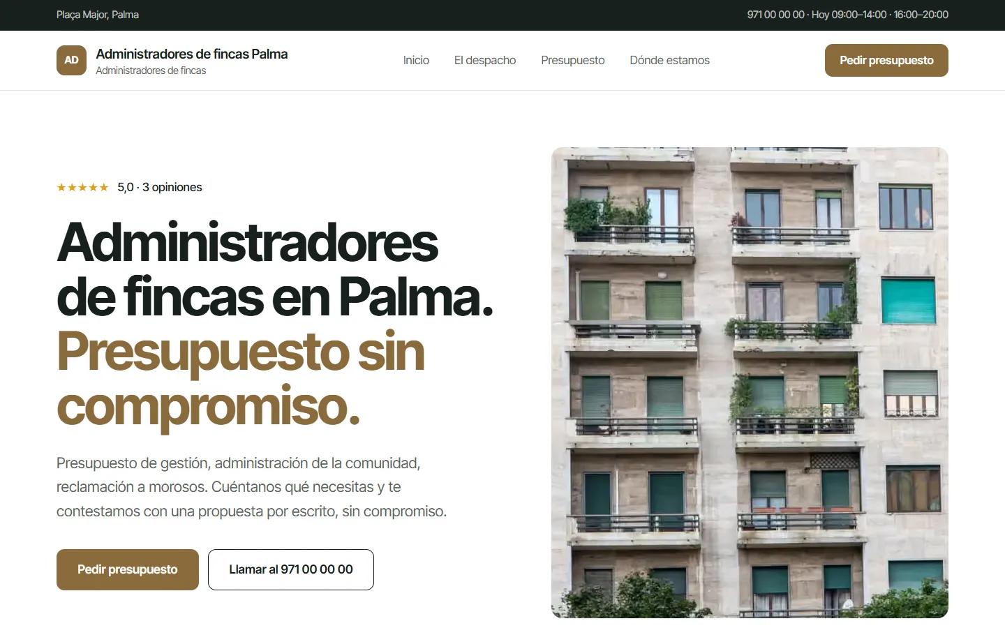 Web de ejemplo hecha con Toda Profesión para administradores de fincas