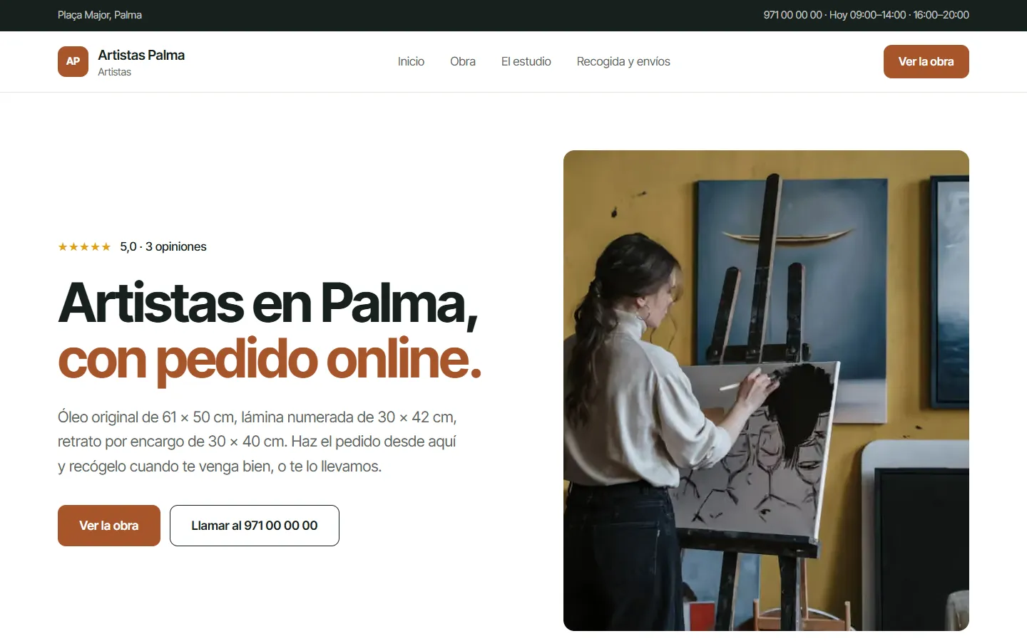 Web de ejemplo hecha con Toda Profesión para artistas
