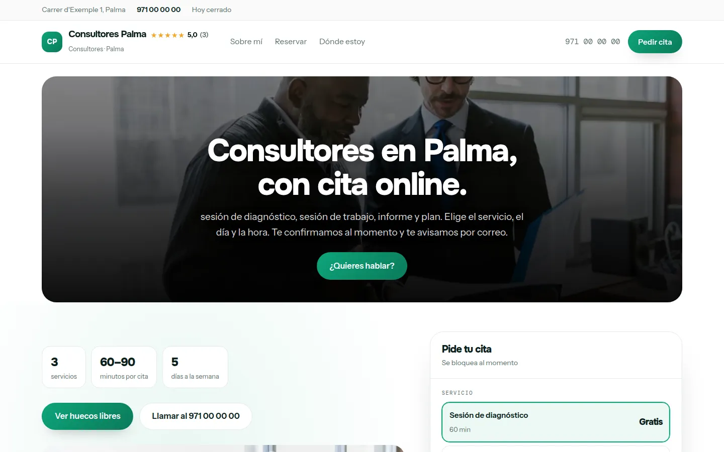 Web de ejemplo hecha con Toda Profesión para consultores