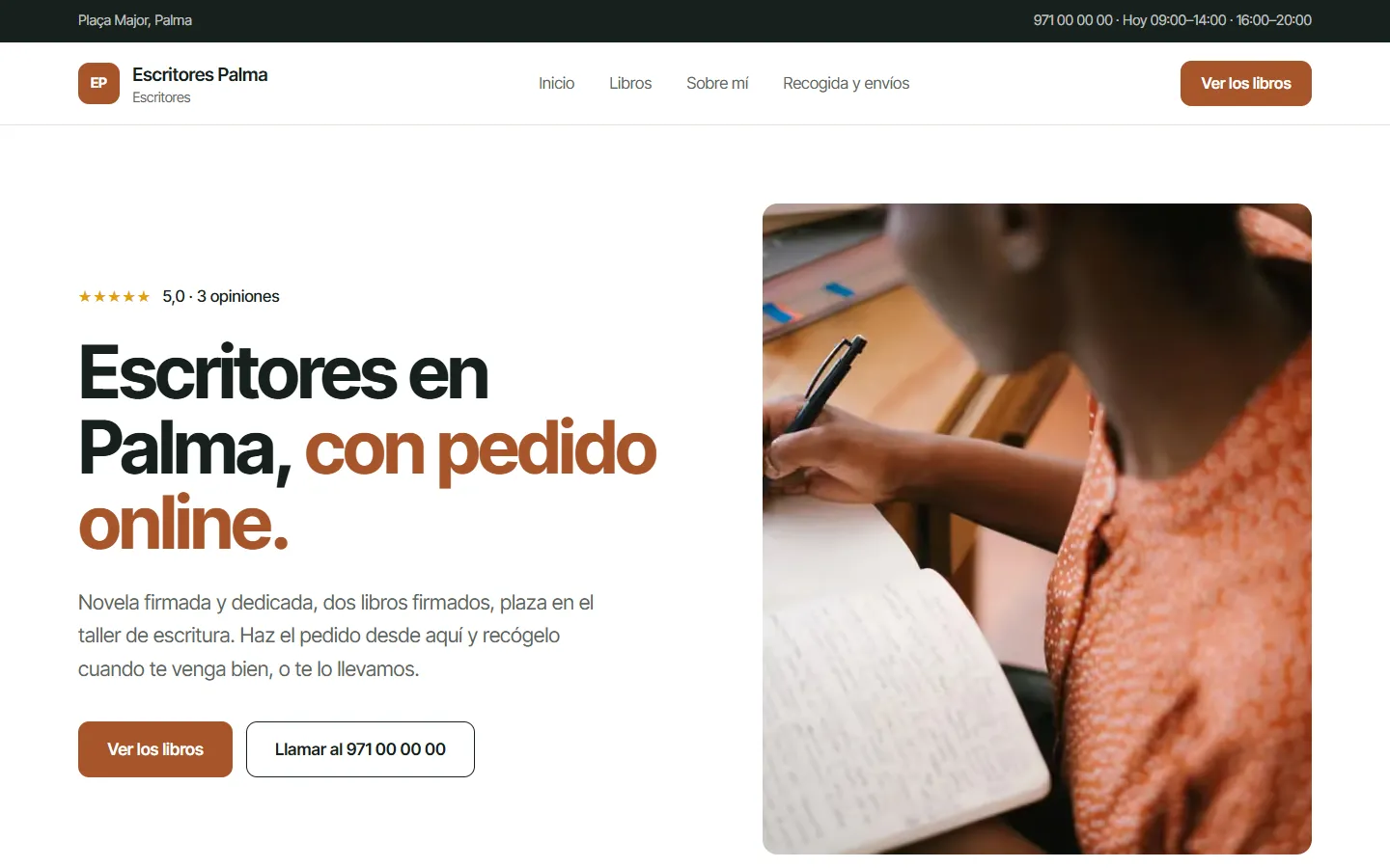 Web de ejemplo hecha con Toda Profesión para escritores