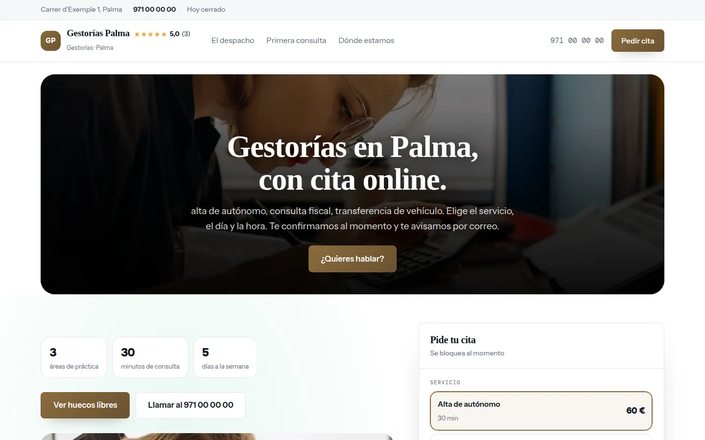 Web de ejemplo hecha con Toda Profesión para gestorías