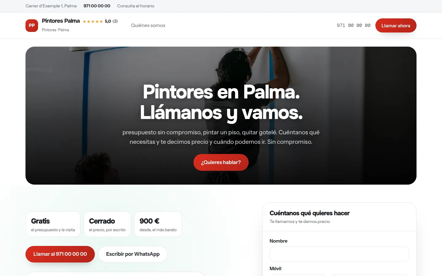 Web de ejemplo hecha con Toda Profesión para pintores