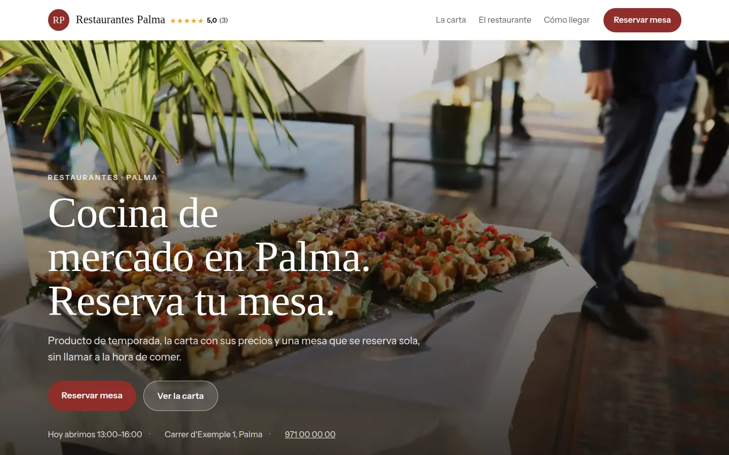 Web de ejemplo hecha con Toda Profesión para restaurantes