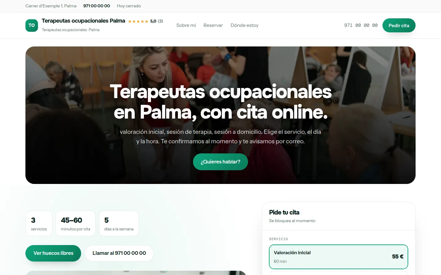 Web de ejemplo hecha con Toda Profesión para terapeutas ocupacionales